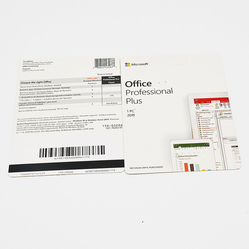 Internet Version Microsoft Office Pro Plus Card 1PC